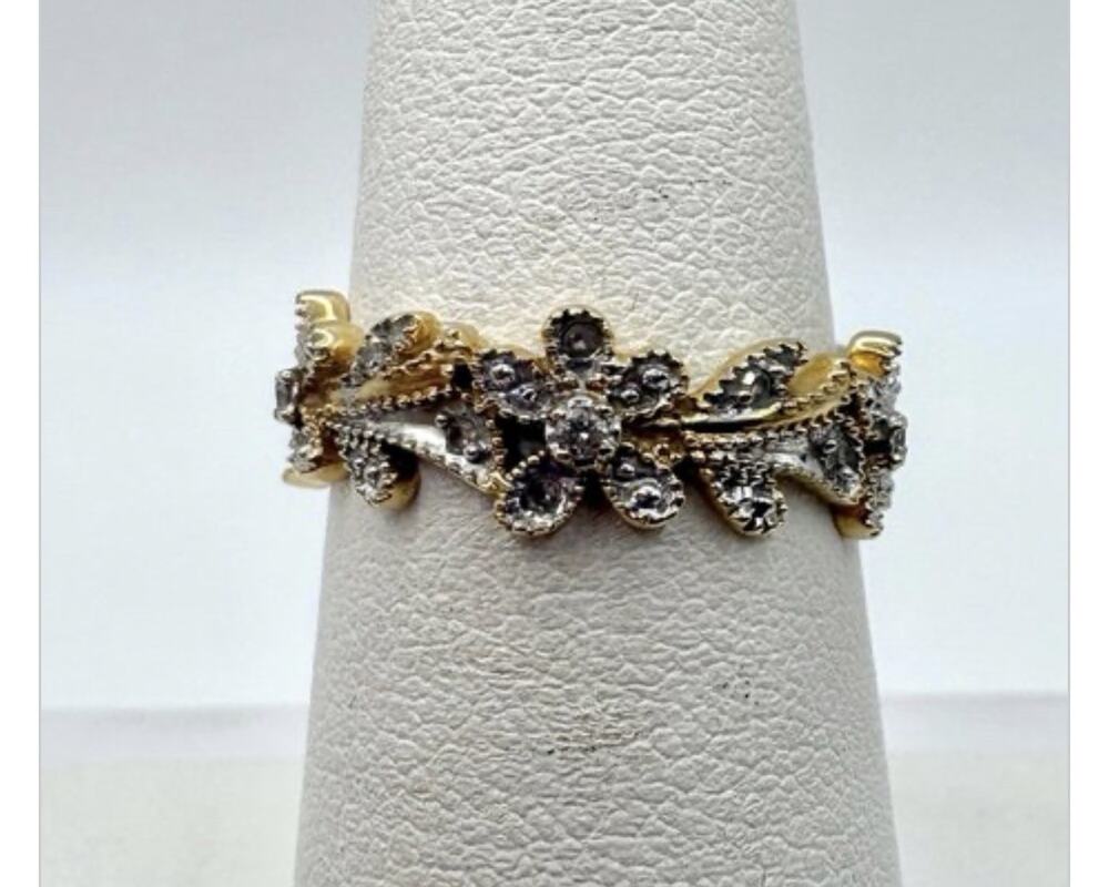 Vintage 14k And Diamond Flower Ring Size 6